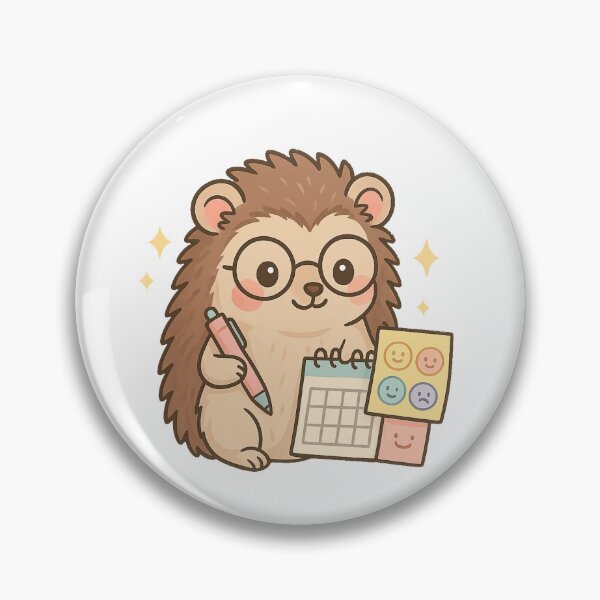 Item preview, Kawaii Mood Tracker Hedgehog – Cute Mental Health Sticker designed and sold by Tenpercentluck.