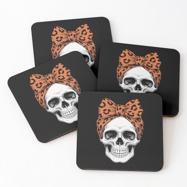 Item preview, skull with a leopard orange bow designed and sold by jkrphoto.