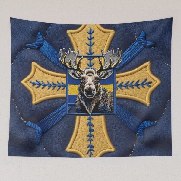 Item preview, Swedish Moose Embroidery Patch Design  Scandinavian Wildlife designed and sold by ArtDesignTp.