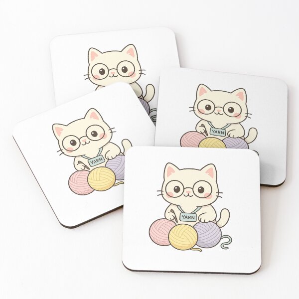 Item preview, Kawaii Yarn Curator Cat – Cute Knitting Sticker designed and sold by Tenpercentluck.