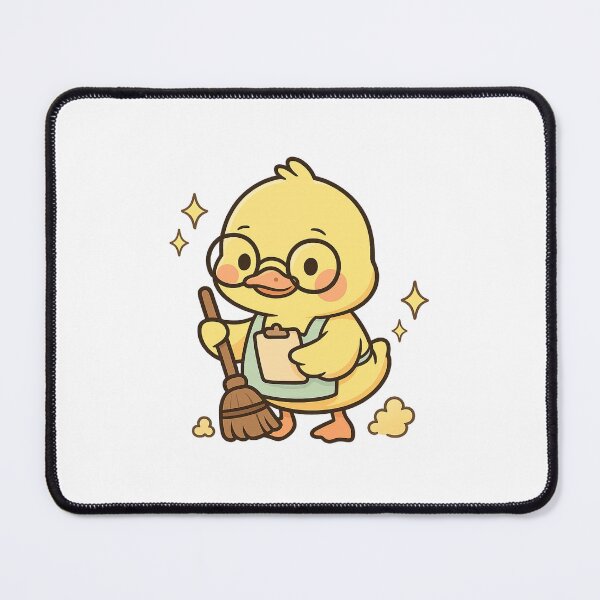 Item preview, Kawaii Vibe Sweeper Duck – Cute Clean-Up Crew Sticker designed and sold by Tenpercentluck.