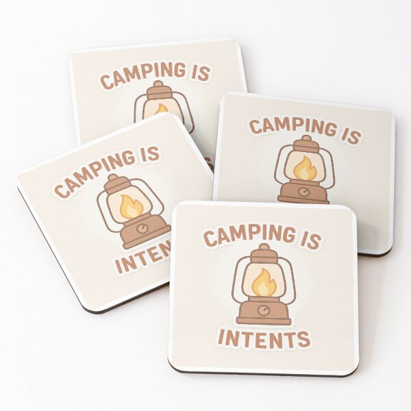 Item preview, Funny Camping Sticker – Vintage Lantern Pun ‘Camping is Intents’ designed and sold by Blush & Grit .