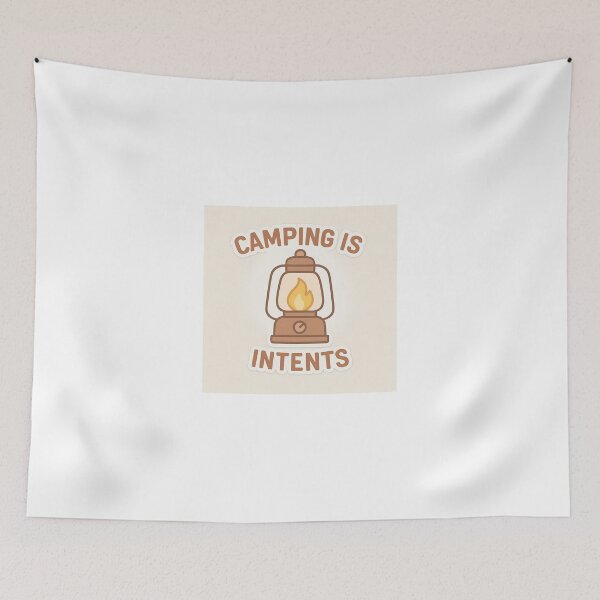 Item preview, Funny Camping Sticker – Vintage Lantern Pun ‘Camping is Intents’ designed and sold by Blush & Grit .