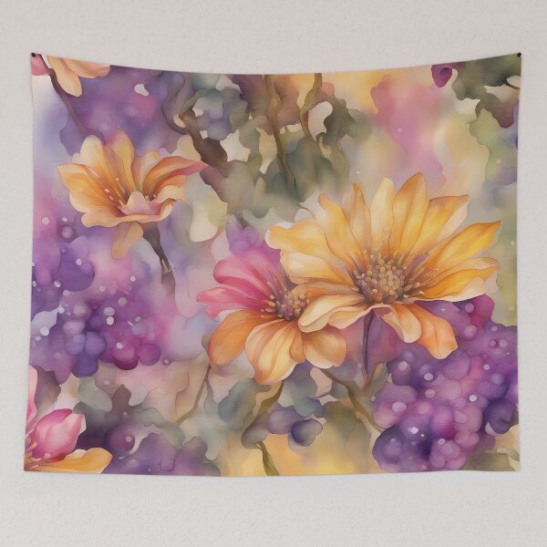 Item preview, Flores de acuarela amarillas y uvas moradas designed and sold by CalmnessbyChoice.