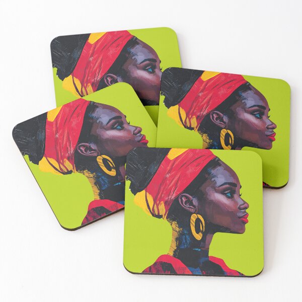 Item preview, Elegant Afro Woman in Profile – Bold Headwrap and Vivid Colors designed and sold by daila70.