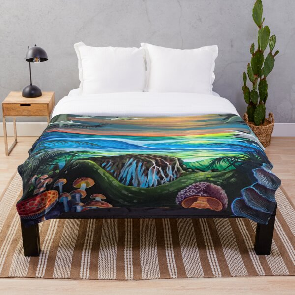 Item preview, Ocean scene with angel trumpets and mushrooms  designed and sold by Mikekobo.