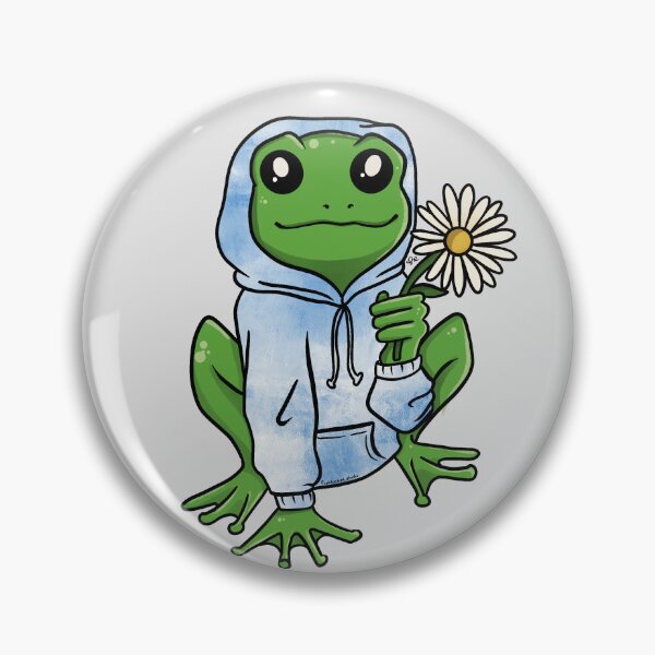 Item preview, Cozy Frog with Daisy – Hoodie Sticker designed and sold by Frohlocket.