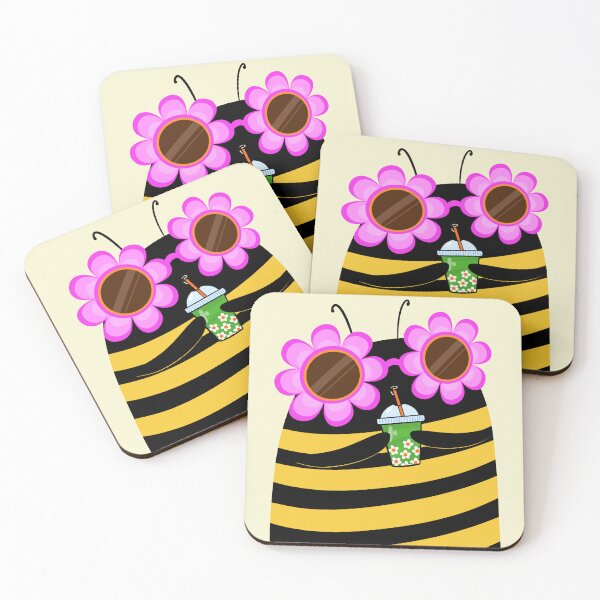 Item preview, Cute bee with boba tea designed and sold by poket.piktures.