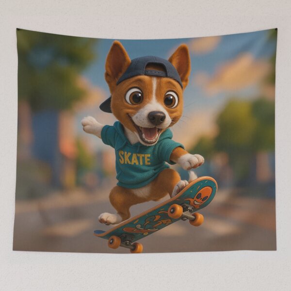 Item preview, Skater Basenji designed and sold by Sillytoe.