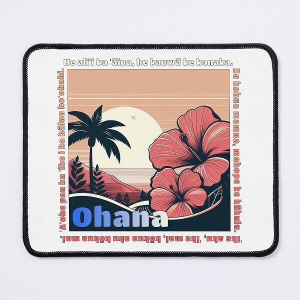 Item preview, Hawaiian motif with Hibiscus flowers in front of a beach background. designed and sold by neftee.