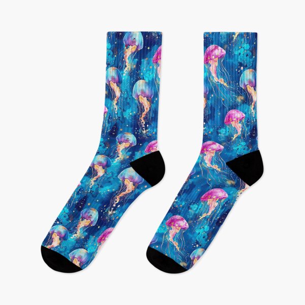 Item preview, Seamless Blue and Pink Jellyfish Ocean Pattern Watercolor Design designed and sold by Parkerzz.