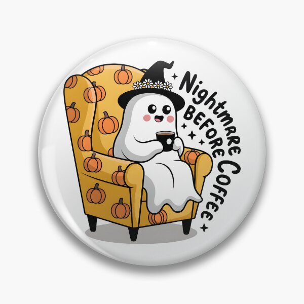 Item preview, Nightmare Before Coffee – Cute Ghost on Pumpkin Chair Halloween Design designed and sold by Snifferius.
