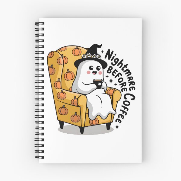 Item preview, Nightmare Before Coffee – Cute Ghost on Pumpkin Chair Halloween Design designed and sold by Snifferius.