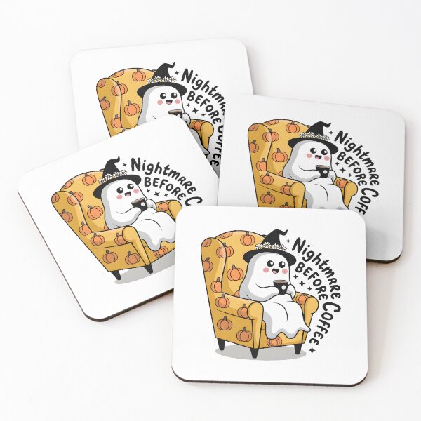 Item preview, Nightmare Before Coffee – Cute Ghost on Pumpkin Chair Halloween Design designed and sold by Snifferius.