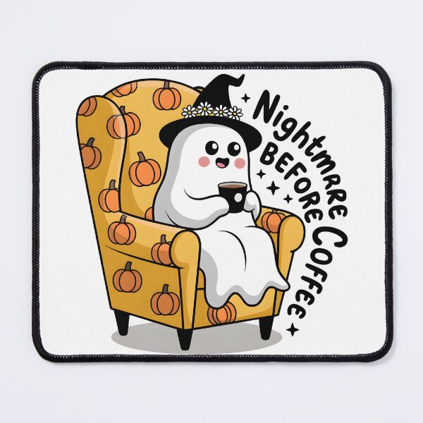 Item preview, Nightmare Before Coffee – Cute Ghost on Pumpkin Chair Halloween Design designed and sold by Snifferius.