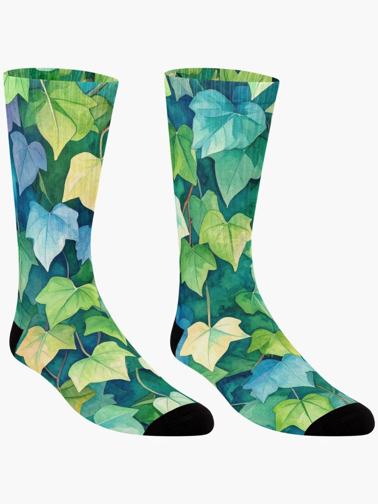 Thumbnail 3 of 5, Socks, Ivy Pattern designed and sold by ArtFactoryAI.