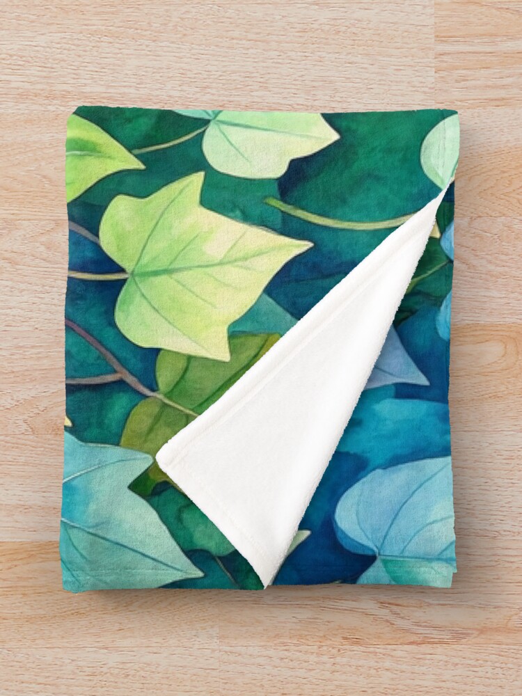Thumbnail 3 of 6, Throw Blanket, Ivy Pattern designed and sold by ArtFactoryAI.