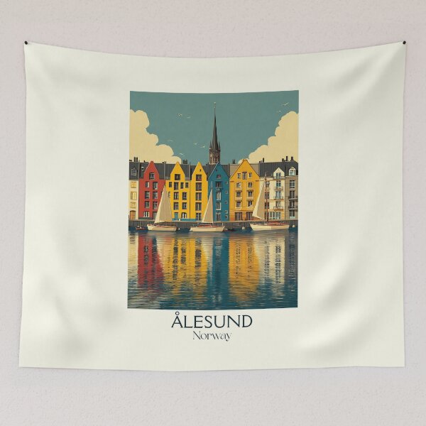 Item preview, Ålesund Norway Art Nouveau Poster | Vintage Travel Wall Art designed and sold by TuncGK.