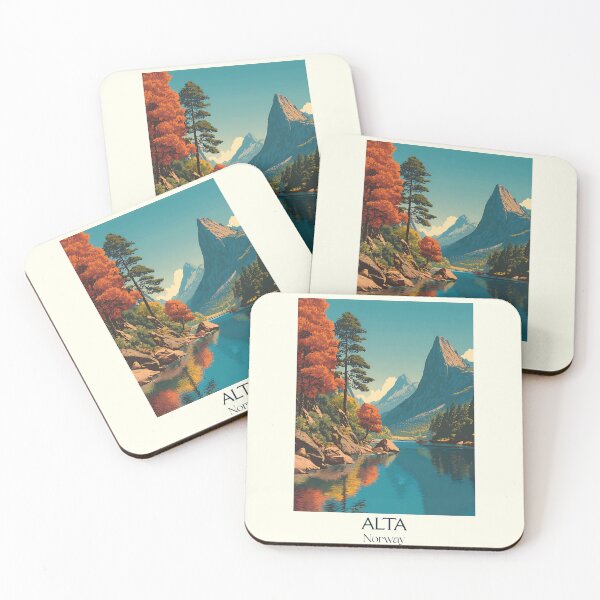 Item preview, Alta Norway River Valley Poster | Retro Autumn Landscape Art Print designed and sold by TuncGK.