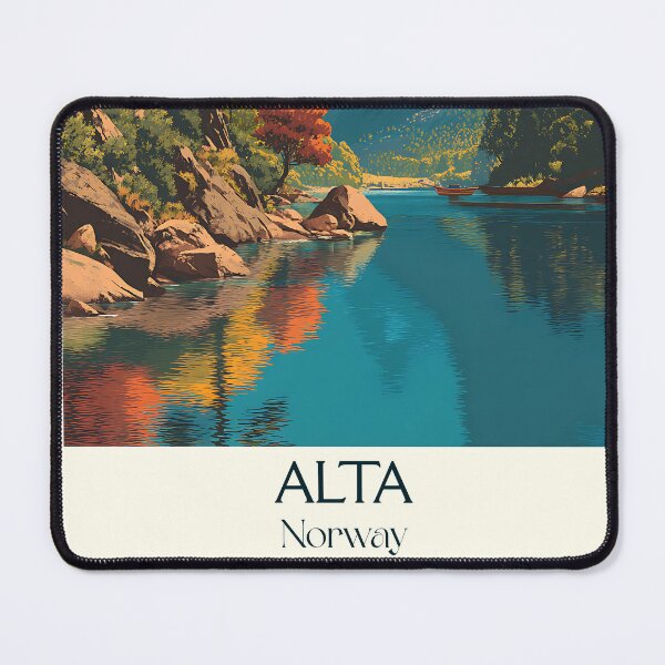 Item preview, Alta Norway River Valley Poster | Retro Autumn Landscape Art Print designed and sold by TuncGK.