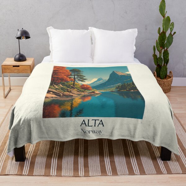 Item preview, Alta Norway River Valley Poster | Retro Autumn Landscape Art Print designed and sold by TuncGK.