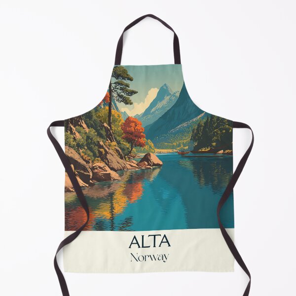 Item preview, Alta Norway River Valley Poster | Retro Autumn Landscape Art Print designed and sold by TuncGK.