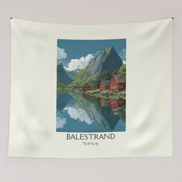 Item preview, Balestrand Norway Fjord Reflection Poster | Minimalist Scandinavian Art designed and sold by TuncGK.