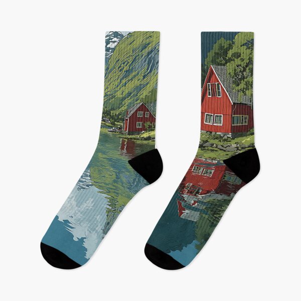 Item preview, Balestrand Norway Fjord Reflection Poster | Minimalist Scandinavian Art designed and sold by TuncGK.