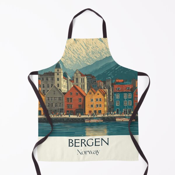 Item preview, Bergen Norway Bryggen Wharf Poster | Vintage Scandinavian Travel Art designed and sold by TuncGK.