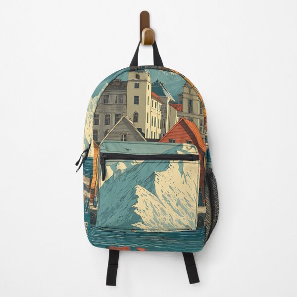 Item preview, Bergen Norway Bryggen Wharf Poster | Vintage Scandinavian Travel Art designed and sold by TuncGK.