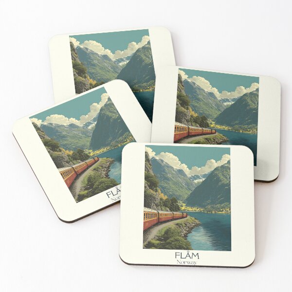 Item preview, Flåm Norway Scenic Railway Poster | Vintage Fjord Travel Art Print designed and sold by TuncGK.