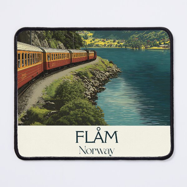 Item preview, Flåm Norway Scenic Railway Poster | Vintage Fjord Travel Art Print designed and sold by TuncGK.
