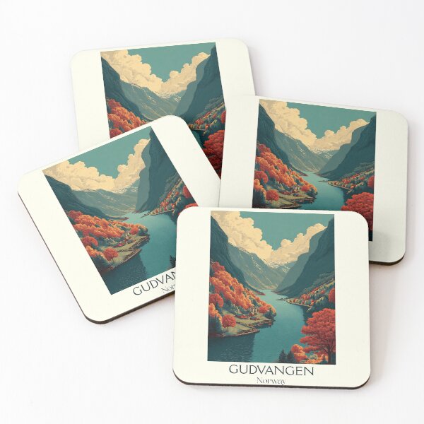 Item preview, Gudvangen & Nærøyfjord Poster | Minimalist Norway Fjord Travel Art designed and sold by TuncGK.