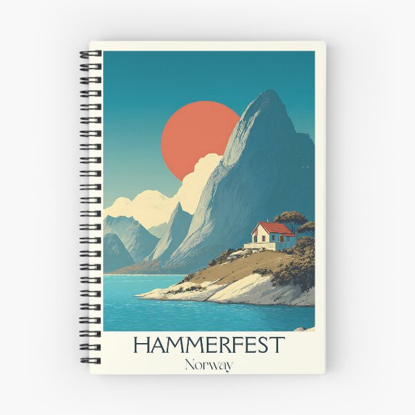 Item preview, Hammerfest Norway Travel Poster | Retro Arctic Coastline Art Print designed and sold by TuncGK.