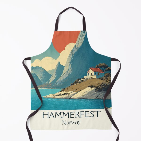 Item preview, Hammerfest Norway Travel Poster | Retro Arctic Coastline Art Print designed and sold by TuncGK.