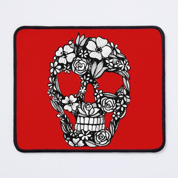 Item preview, floral skull flowers intricate gothic black designed and sold by Gossip Rag.