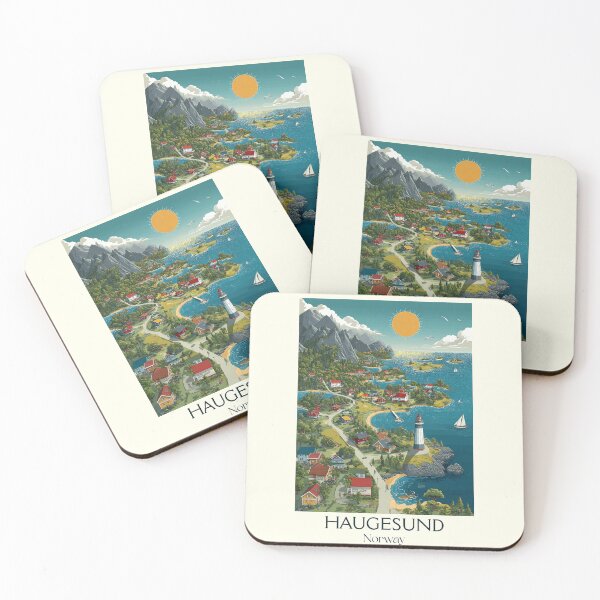 Item preview, Haugesund Norway Coastal Poster | Vintage Homeland of Vikings Art designed and sold by TuncGK.