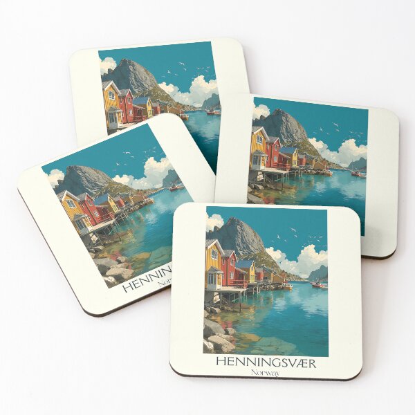 Item preview, Henningsvær Lofoten Norway Poster | Vintage Fishing Village Art designed and sold by TuncGK.
