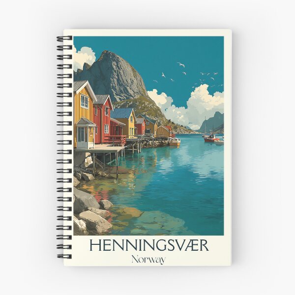 Item preview, Henningsvær Lofoten Norway Poster | Vintage Fishing Village Art designed and sold by TuncGK.