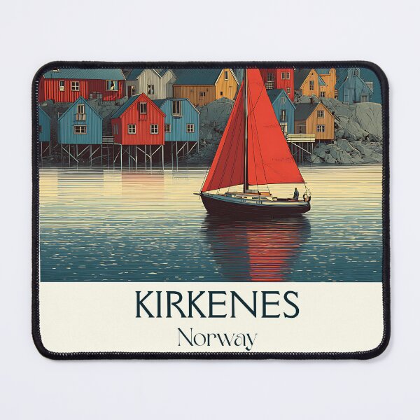 Item preview, Kirkenes Norway Arctic Poster | Retro Barents Region Travel Art designed and sold by TuncGK.