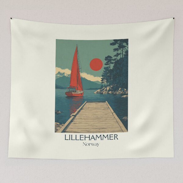 Item preview, Lillehammer Norway Lake Mjøsa Poster | Minimalist Olympic Town Art designed and sold by TuncGK.
