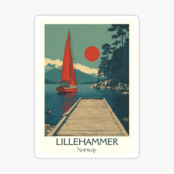 Item preview, Lillehammer Norway Lake Mjøsa Poster | Minimalist Olympic Town Art designed and sold by TuncGK.