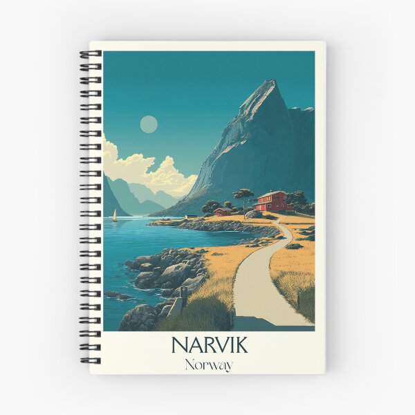 Item preview, Narvik Norway Fjord Poster | Retro Ofotfjord & Mountain Art Print designed and sold by TuncGK.