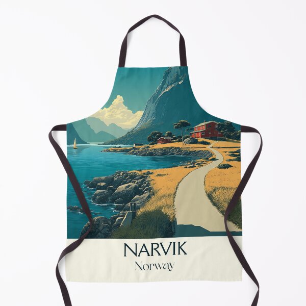 Item preview, Narvik Norway Fjord Poster | Retro Ofotfjord & Mountain Art Print designed and sold by TuncGK.