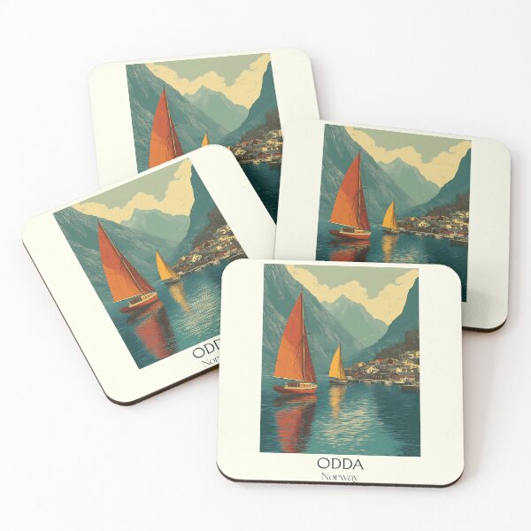 Item preview, Odda Norway Fjord Poster | Retro Hardangerfjord Travel Art designed and sold by TuncGK.