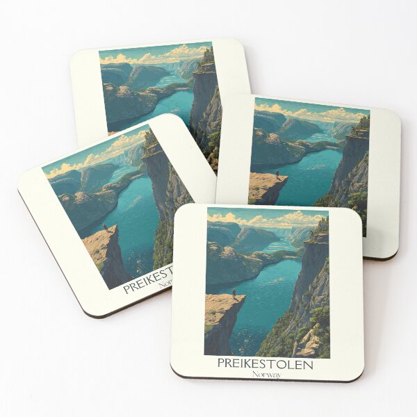 Item preview, Preikestolen Norway Poster | Vintage Pulpit Rock Travel Art Print designed and sold by TuncGK.