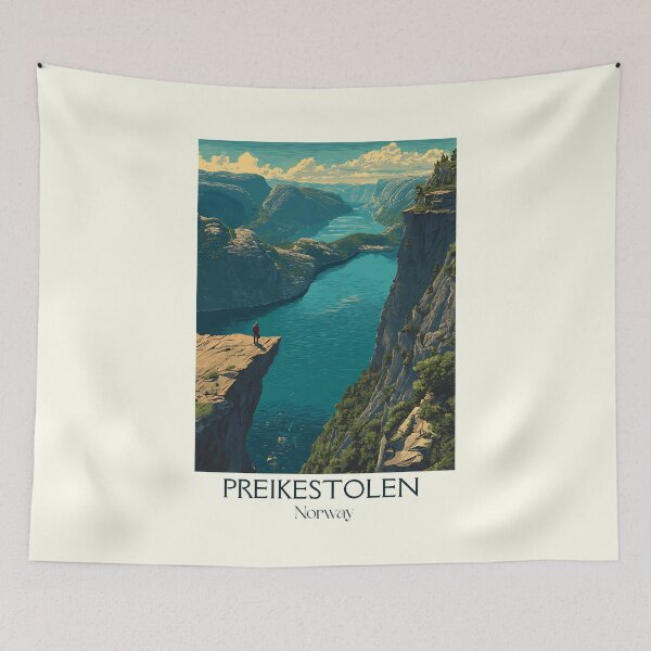 Item preview, Preikestolen Norway Poster | Vintage Pulpit Rock Travel Art Print designed and sold by TuncGK.