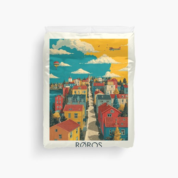 Item preview, Røros Norway Historic Town Poster | Vintage UNESCO Heritage Art designed and sold by TuncGK.