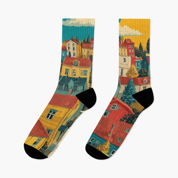 Item preview, Røros Norway Historic Town Poster | Vintage UNESCO Heritage Art designed and sold by TuncGK.