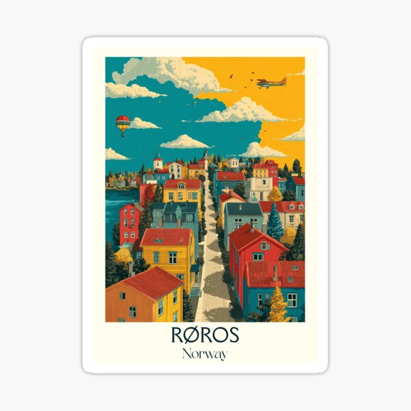 Item preview, Røros Norway Historic Town Poster | Vintage UNESCO Heritage Art designed and sold by TuncGK.
